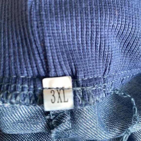 Womens Wide Leg Elastic Waist Blue Denim Pants 3XL - Picture 2 of 10